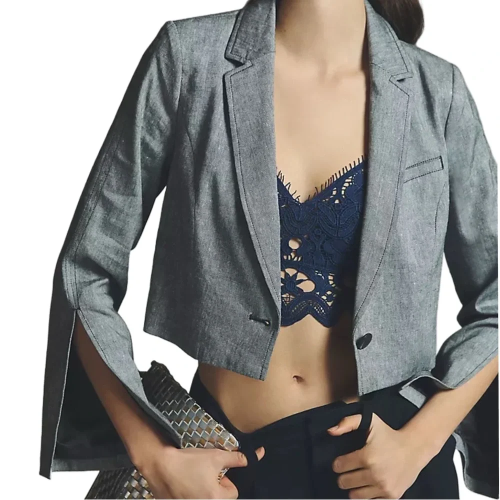 By Anthropologie Cropped Slit Jacket